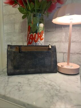 Black Leather-Look Zip large wallet